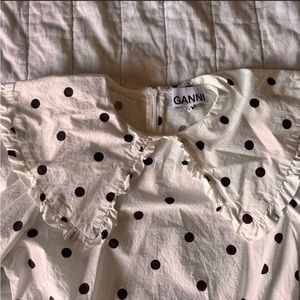 GANNI Polka-dot cotton-poplin dress NWT